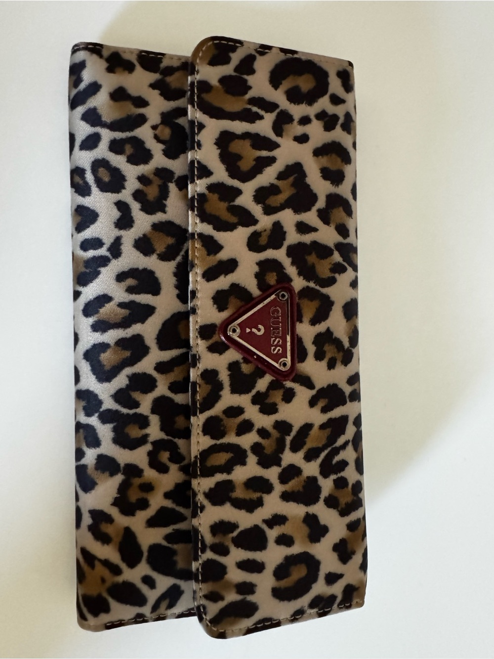 GUESS Leopard Tri-Fold Wallet in Brown and Black